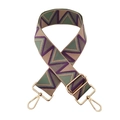 Detail of adjustable bag strap with zigzag weave and polished gold metal hooks - 19 Khaki Green Purple