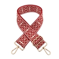 Verstellbarer breiter Taschenriemen mit rotem geometrischem Muster und Goldbeschlag - Rot
