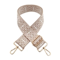 Ethno-Stil geometrischer Jacquard-Taschengurt mit goldfarbenen Metallhaken, weiß - Beige Khaki
