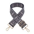 Ethno-Taschengurt mit Jacquard-Muster und goldenen Metallhaken für Umhängetaschen - Marineblau