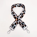 Adjustable leopard print guitar style wide shoulder strap with silver metal hooks - Greyish Blue + Silver Buckle