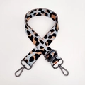 Adjustable leopard print bag strap in light blue and black with gunmetal lobster clasps - Greyish Blue + Gunmetal Buckle