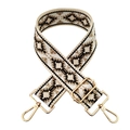 Ethnic style adjustable wide woven jacquard shoulder strap with gold metal hardware - Silver Clasp / Black
