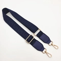 Detail of adjustable blue replacement shoulder strap with woven Greek key pattern and gold hooks - Blue
