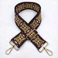 Bandoulière brodée style ethnique avec motifs géométriques et boucles en métal doré - Flocon de Neige Ethnique Rouge Brun
