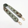 Ethnic bohemian geometric jacquard strap with gold lobster clasps in retro green - 55cm / Green Coffee Diamond