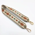 Bohemian geometric jacquard embroidered shoulder strap with gold metal buckles - 55cm / Brown Diamond