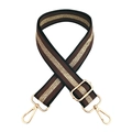 Adjustable 3.8cm leopard stripe bag strap with brown gold thread and metal clips - Twist Gold Thread Coffee