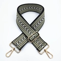 Detail of herringbone weave fabric shoulder strap with gold metal lobster clasps - Silver Clasp / Arrow Green