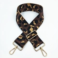 Detail view of 5cm ethnic leopard print wide strap with gold metal lobster clasps - Leopard Coffee