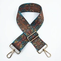 5cm ethnic bohemian replacement shoulder strap with colorful geometric pattern and gold hooks - Ethnic Brown Gem