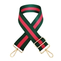 Adjustable 5cm wide green and red striped shoulder strap with gold metal buckles - Green Red Green