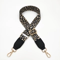 Adjustable leopard print wide shoulder strap with gold metal buckles for bags - Beige Black Leopard