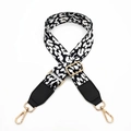 Adjustable wide leopard print bag strap with high-density weave and gold metal hooks - White Spotted