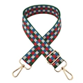 Verstellbarer bunter Schultergurt aus Nylon mit Karomuster und Gold-Metallkarabiner - Rot und Grün + Goldene Schnalle