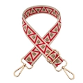 Ethnic style adjustable shoulder strap with red and coffee geometric jacquard patterns - Red