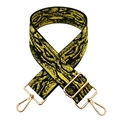 Adjustable wide snake pattern bag strap with yellow snake print and gold hardware - Silver Clasp / Yellow