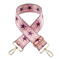 Tracolla per borsa regolabile con stelle rosa, viola e bianche e finiture metalliche oro - Rosa Viola