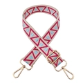 Detail of colorful geometric jacquard embroidery on adjustable wide canvas shoulder strap - Rose Red-Light Blue Square
