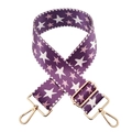 Tracolla regolabile in nylon viola con stelle ricamate e moschettoni dorati - Base Viola Stella Bianca