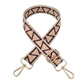 Detail of adjustable bohemian bag strap with geometric embroidery and gold metal hooks - Coffee-Orange Pink Square