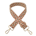 Wide adjustable shoulder strap with orange and green geometric patterns and gold hooks - Brown-Matcha Green Square