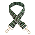 Detail of adjustable peacock pattern bag strap with golden metal hooks and buckles - Light Green Purple Red + Silver Buckle