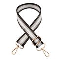Detail of striped 3.8cm shoulder strap with golden metal hooks and adjustable buckle - Dark Gray