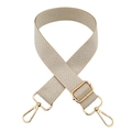 Detail of adjustable beige and silver chevron woven strap with gold metal hooks - Gold Buckle / Beige