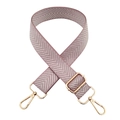 Adjustable wide pink and silver herringbone shoulder strap with golden metal hooks - Light Purple