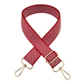 Detail of red and white chevron woven strap with adjustable gold lobster clasps - Gold Buckle / Red