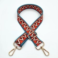 Adjustable ethnic style woven bag strap with geometric patterns and gold metal buckles - Light Gold Buckle / Pattern 303