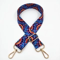 Ethnic style colorful woven shoulder strap with wave pattern and gold metal hooks - Blue Orange Diamond