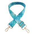 Detail of adjustable blue geometric pattern strap with gold metal lobster clasps - Circle Geometric Pattern (217)