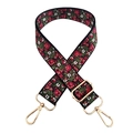 Tracolla larga regolabile per borse con motivo floreale vintage rosso e verde classico - Floreale Rosso Verde Vintage (Stile 237) / Fibbia Oro Chiaro