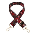 Tracolla regolabile con motivo floreale e ganci in metallo dorato per borse - Stampa Floreale Stile Etnico (Stile 238) / Fibbia Oro Chiaro