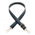 Adjustable striped crossbody strap with gold metal buckles and lobster clasps - Gold Buckle / Blue