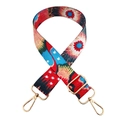 Dettaglio della tracolla a fiori colorati con moschettoni e fibbie in metallo dorato - Fiore Stella Astratto Colorato (Stile 240) / Fibbia Oro Chiaro