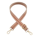 Adjustable 2.5cm bohemian woven bag strap with geometric patterns and gold metal buckles - Tan