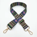 Close-up of ethnic style woven adjustable bag strap with colorful geometric patterns - Mayan Pattern
