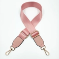 Pink adjustable nylon shoulder strap with leather ends and gold metal hooks for handbags - Pink / Gold Buckle