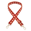 Adjustable 2.5cm wide checkered crossbody strap with red and orange pattern and gold hooks - Beige Orange Red Style / Gold Buckle