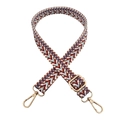 Adjustable 2.5cm ethnic chevron pattern bag strap with golden lobster clasps - White Brown Light Blue