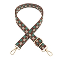 Adjustable 2.5cm checkered woven strap with gold metal hardware for shoulder bags - Light Coffee Green