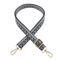 Adjustable 2.5cm woven bag strap with purple wave pattern and gold metal hooks - Purple Green Black