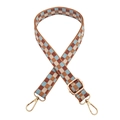 Detail of adjustable checkered weave strap with gold lobster clasps and metal buckle - Blue Light Brown