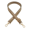 Bohemian 2.5cm thickened woven bag strap with geometric pattern and gold hardware - Khaki