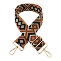 Tracolla larga regolabile ricamata stile etnico con fibbie in metallo dorato - Fibbia Oro / Golden Silk Brown Black