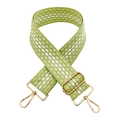 Adjustable light green and white diamond pattern woven shoulder strap with gold metal clips - Gold Buckle / Turquoise Green