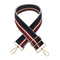 Adjustable wide striped canvas strap for handbags with gold-tone swivel lobster clasps - Gold Buckle / Vintage Blue Red